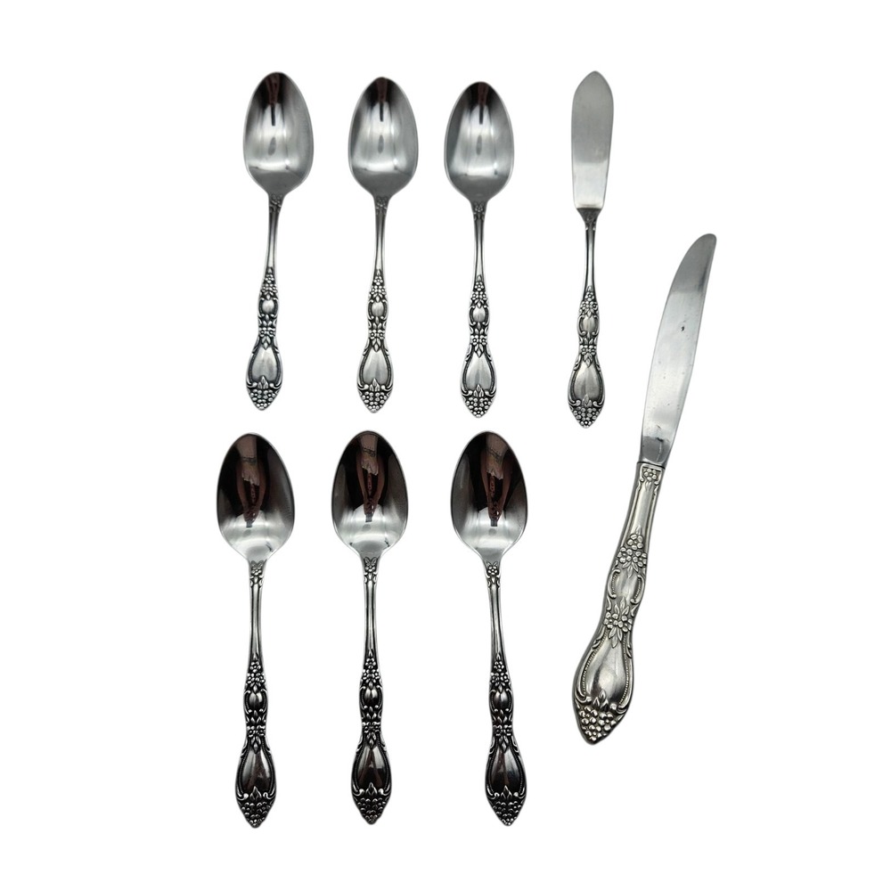 Oneida Wm. A. Rogers Huntington English Garden Stainless Flatware 8 pc Lot